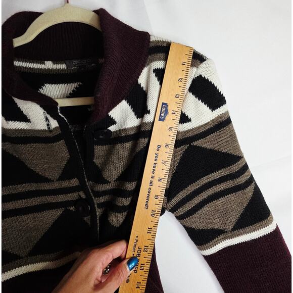 Giorgio SzSm Italy Made Southwestern WoolBlend LongKnit Cardigan Buttons Pockets - Picture 9 of 16